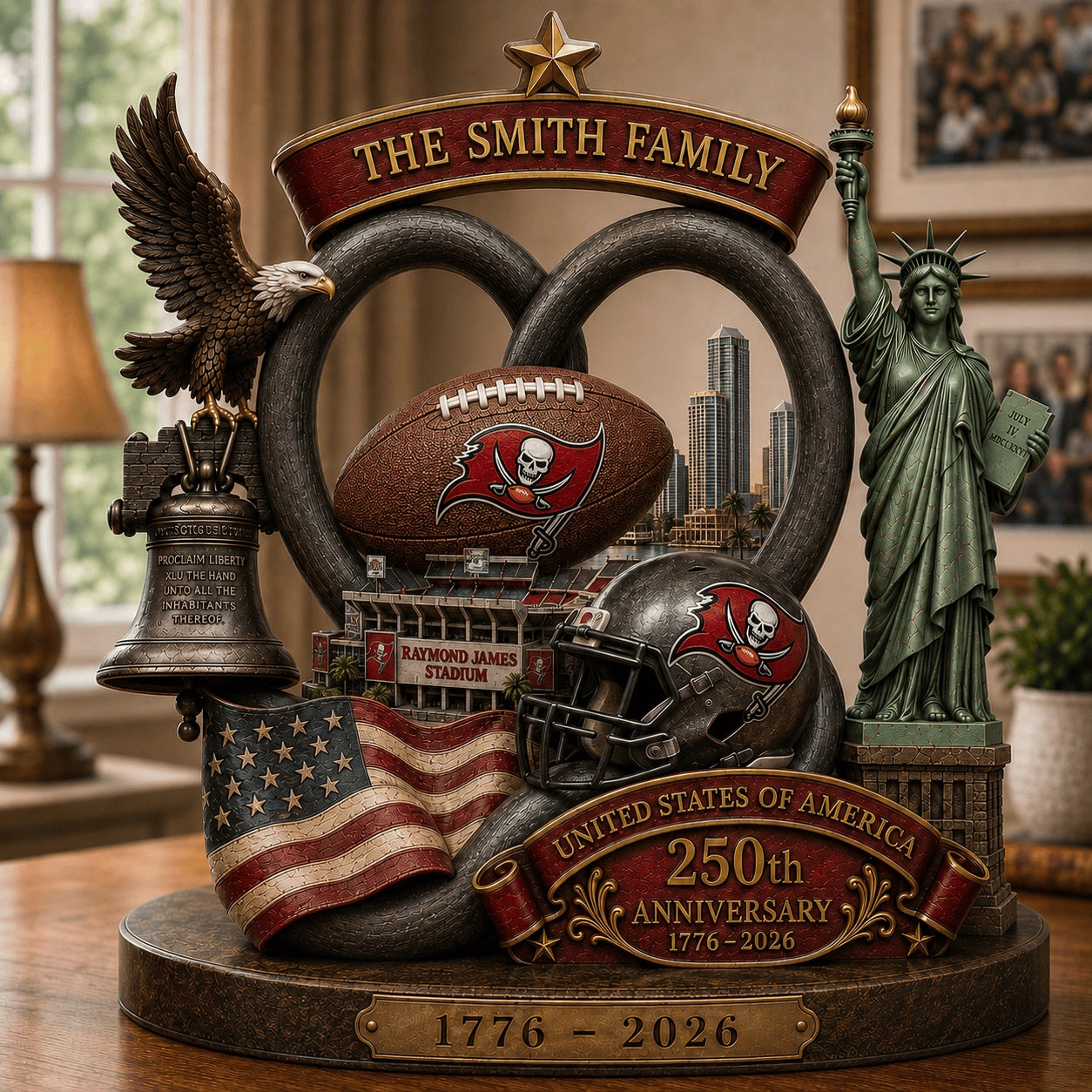 PREMIUM NFL X TB Team Mix 250th Anniversary Acrylic Block Plaque Custom Name  120626