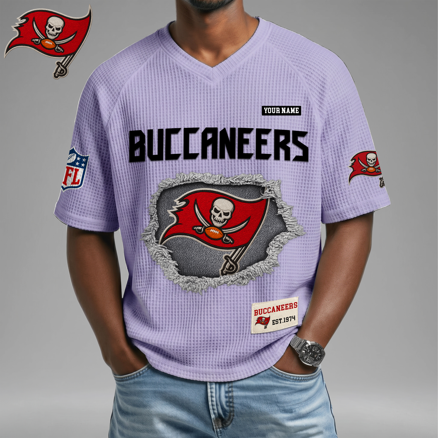 PREMIUM NFL X TBB Game Day Waffle V-neck T-shirt 110626