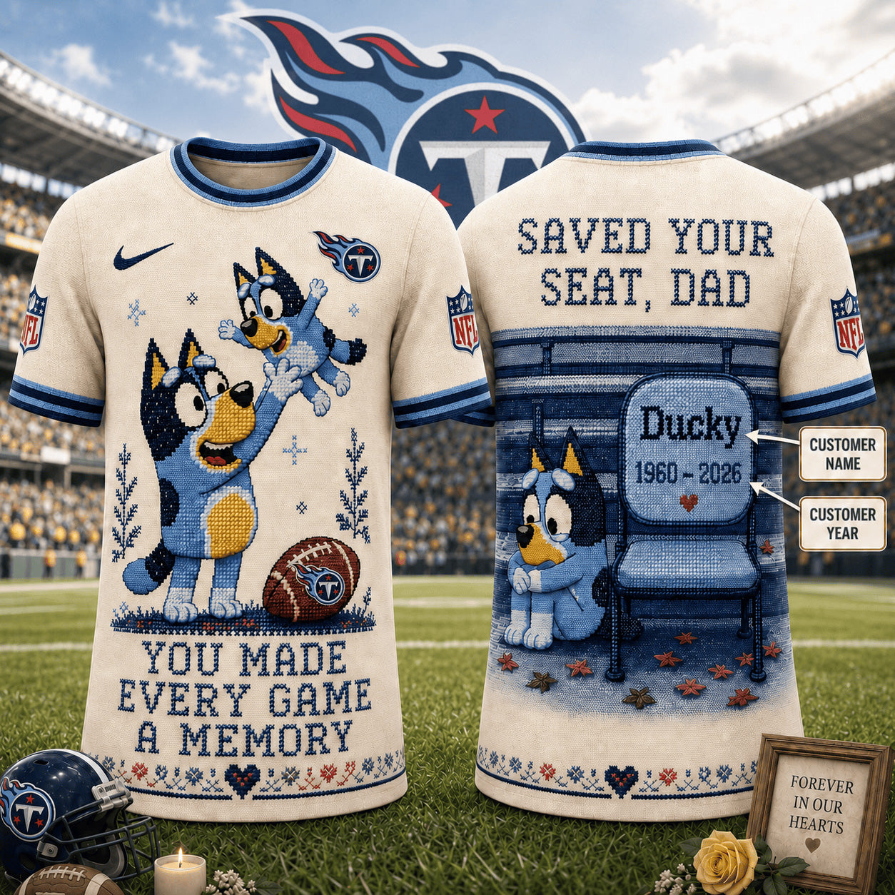PREMIUM NFL X TT Custom Premium NFL 3D Faux-Stitch Dad Memorial Shirt NDT NTN 220526