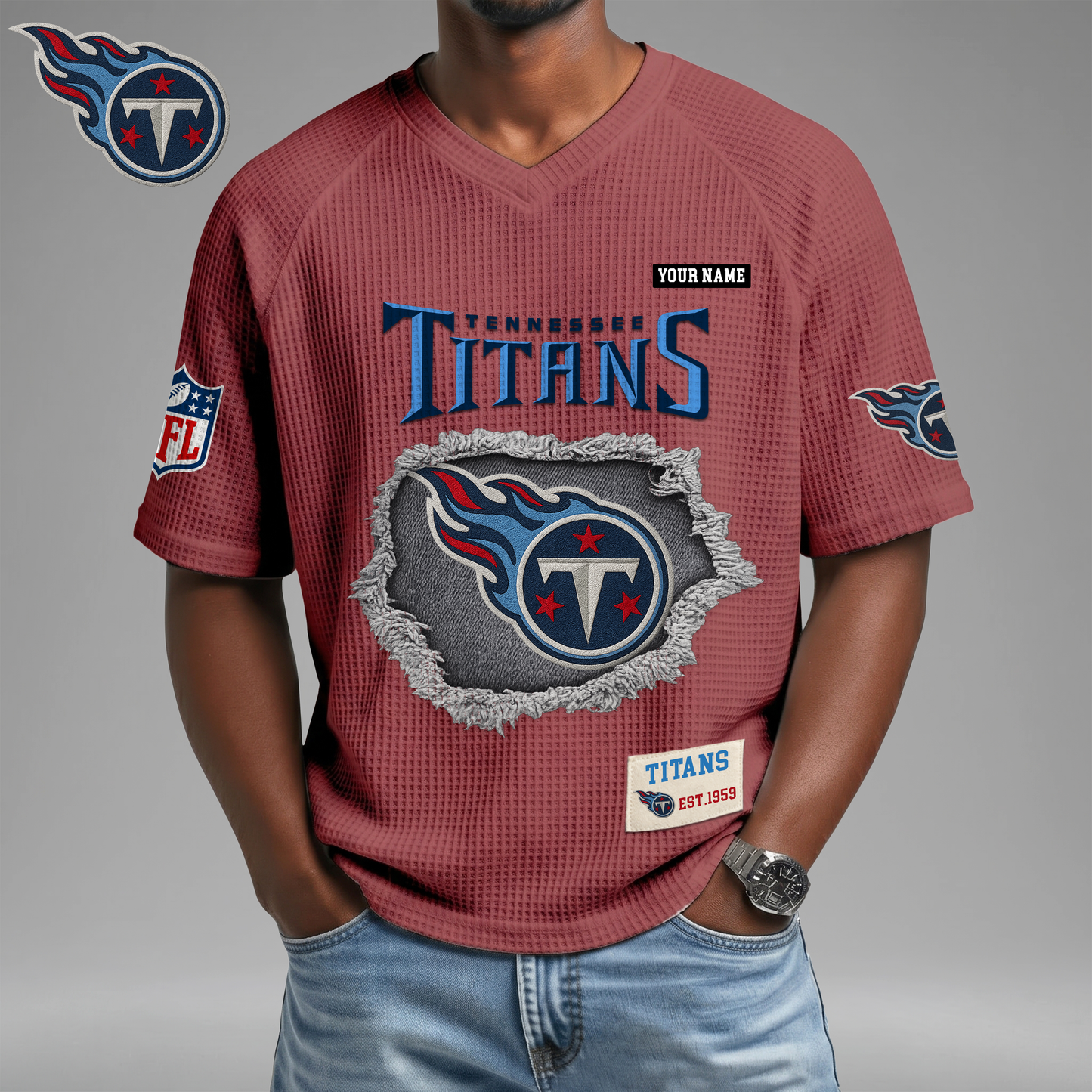 PREMIUM NFL X TT Game Day Waffle V-neck T-shirt 110626