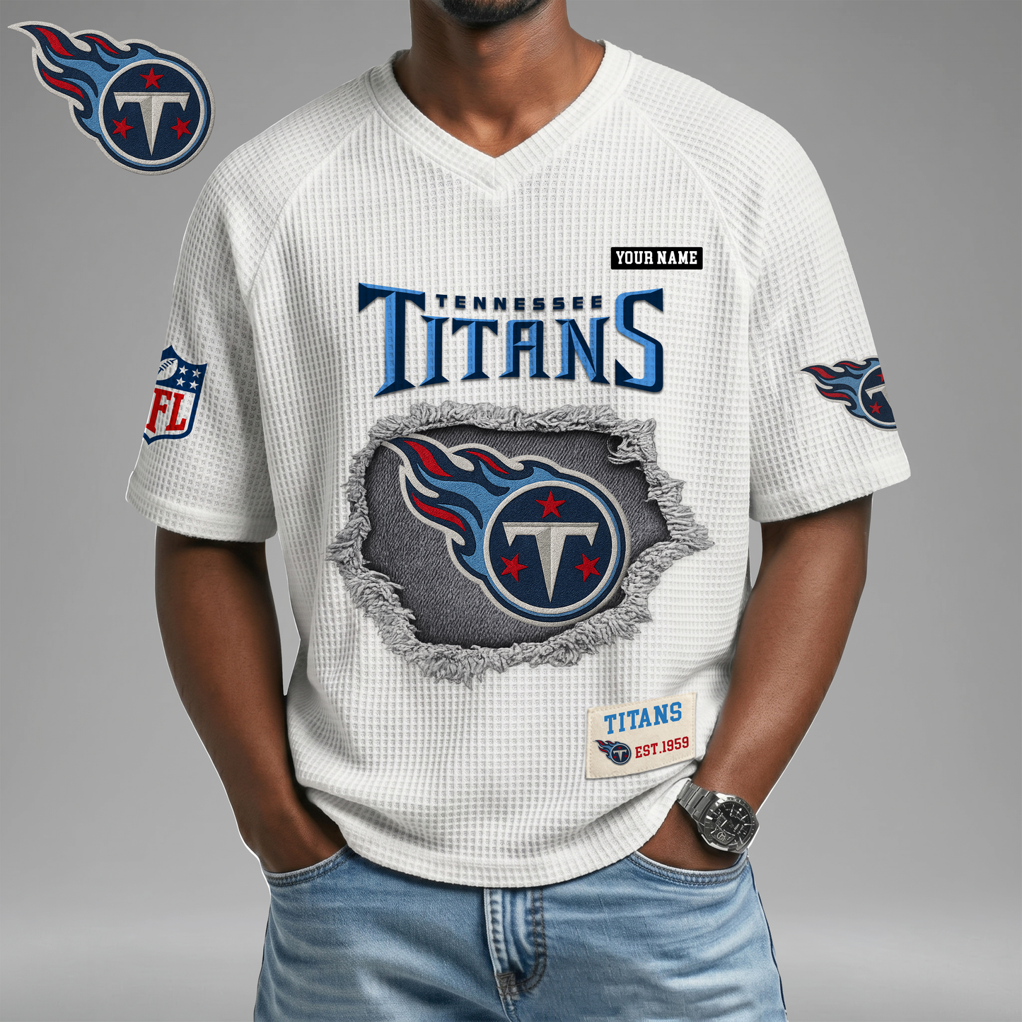 PREMIUM NFL X TT Game Day Waffle V-neck T-shirt 110626
