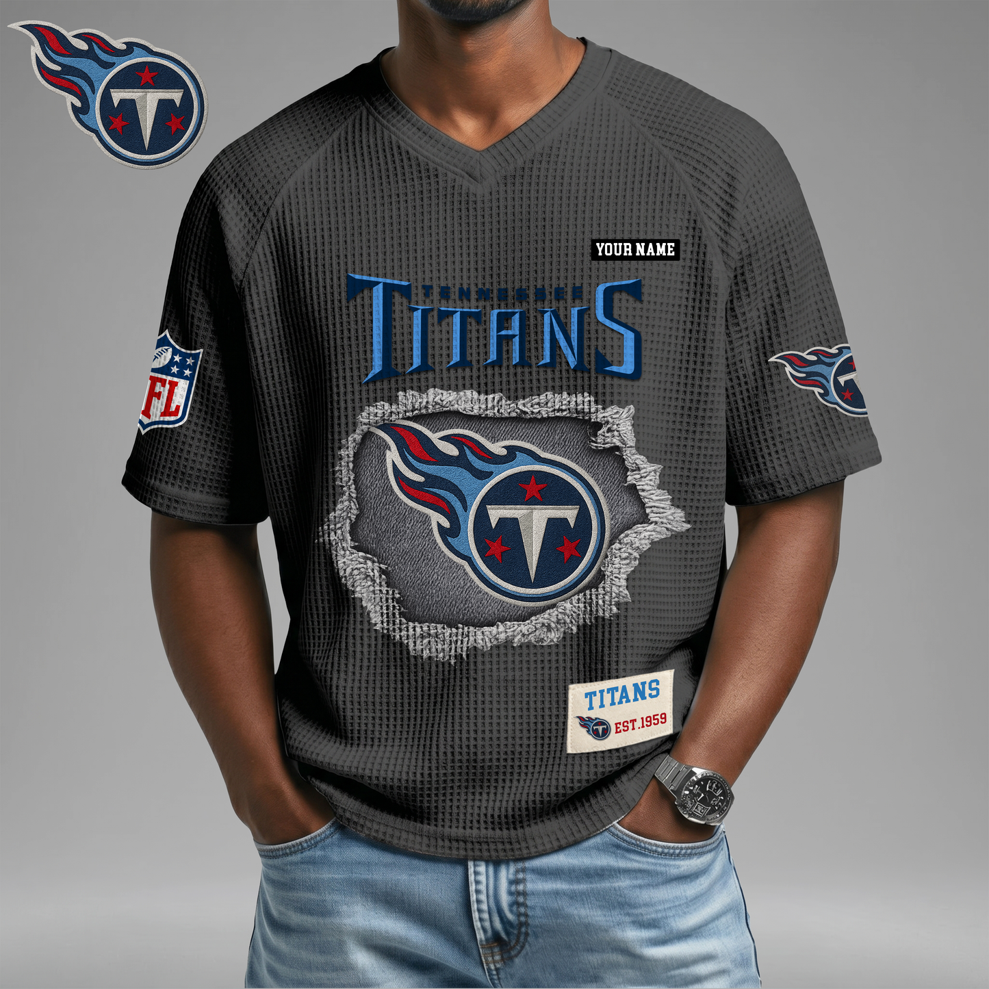 PREMIUM NFL X TT Game Day Waffle V-neck T-shirt 110626