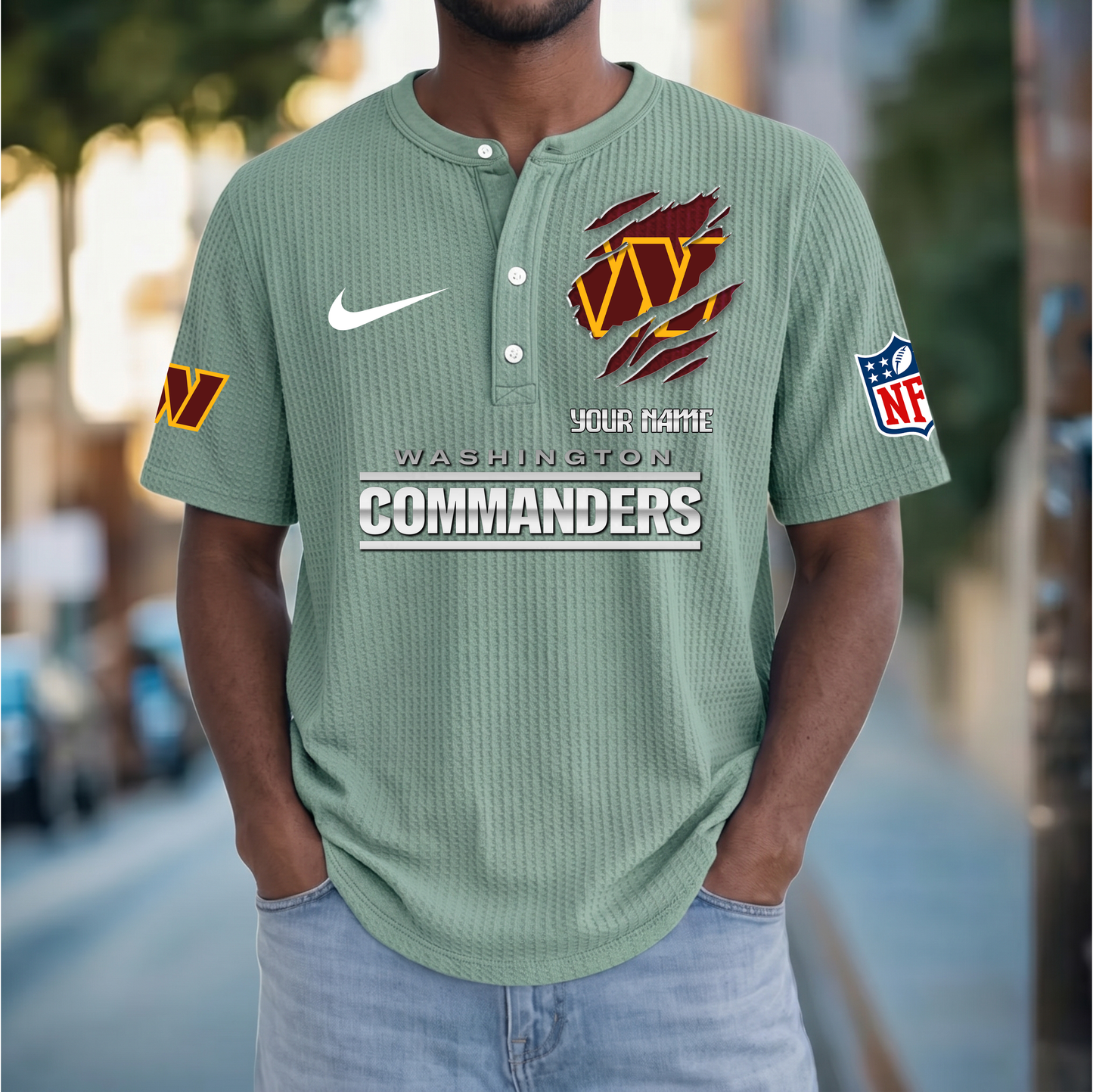 PREMIUM NFL  X  WC Crew neck button Henry Shirt Limited Editions NDT VHM 230426