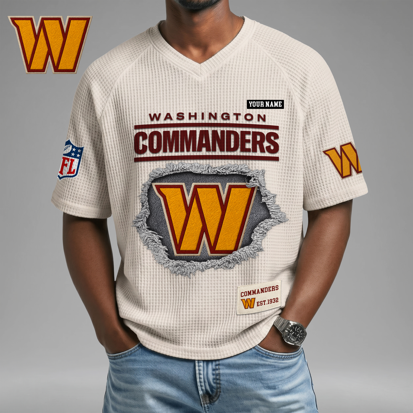 PREMIUM NFL X WC Game Day Waffle V-neck T-shirt 110626