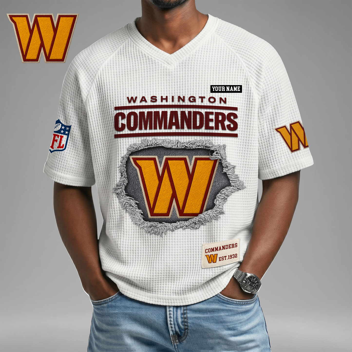 PREMIUM NFL X WC Game Day Waffle V-neck T-shirt 110626
