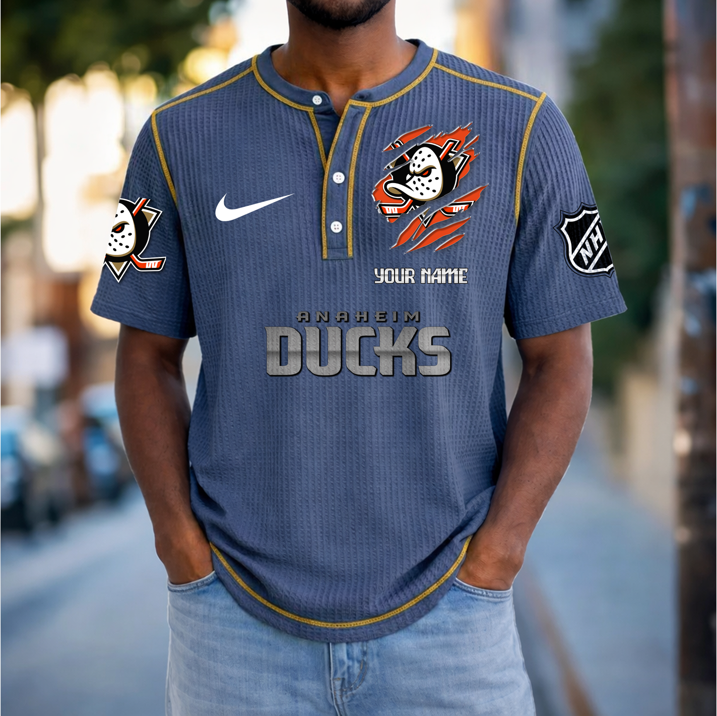 PREMIUM NHL X AD Crew neck button Henry Shirt Limited Editions NDT VHM 20426
