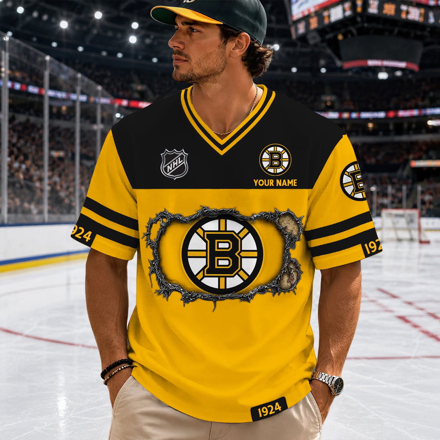 PREMIUM NHL X BB Streetwear V-neck Shirt Custom Gifts For Fan NDT NHM 290526