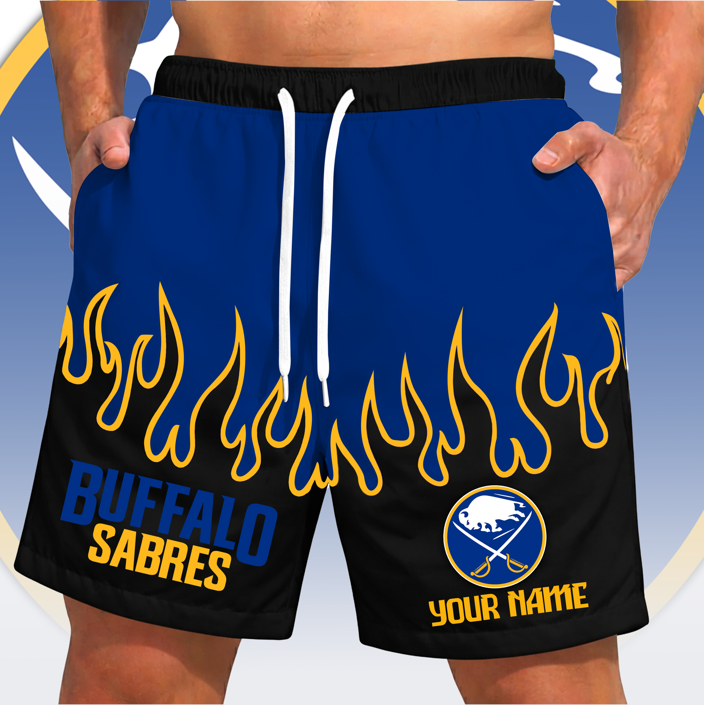 PREMIUM NHL X BS Fire  Flame Short Pants Custom Name Limited Edition NDT VHM 200426