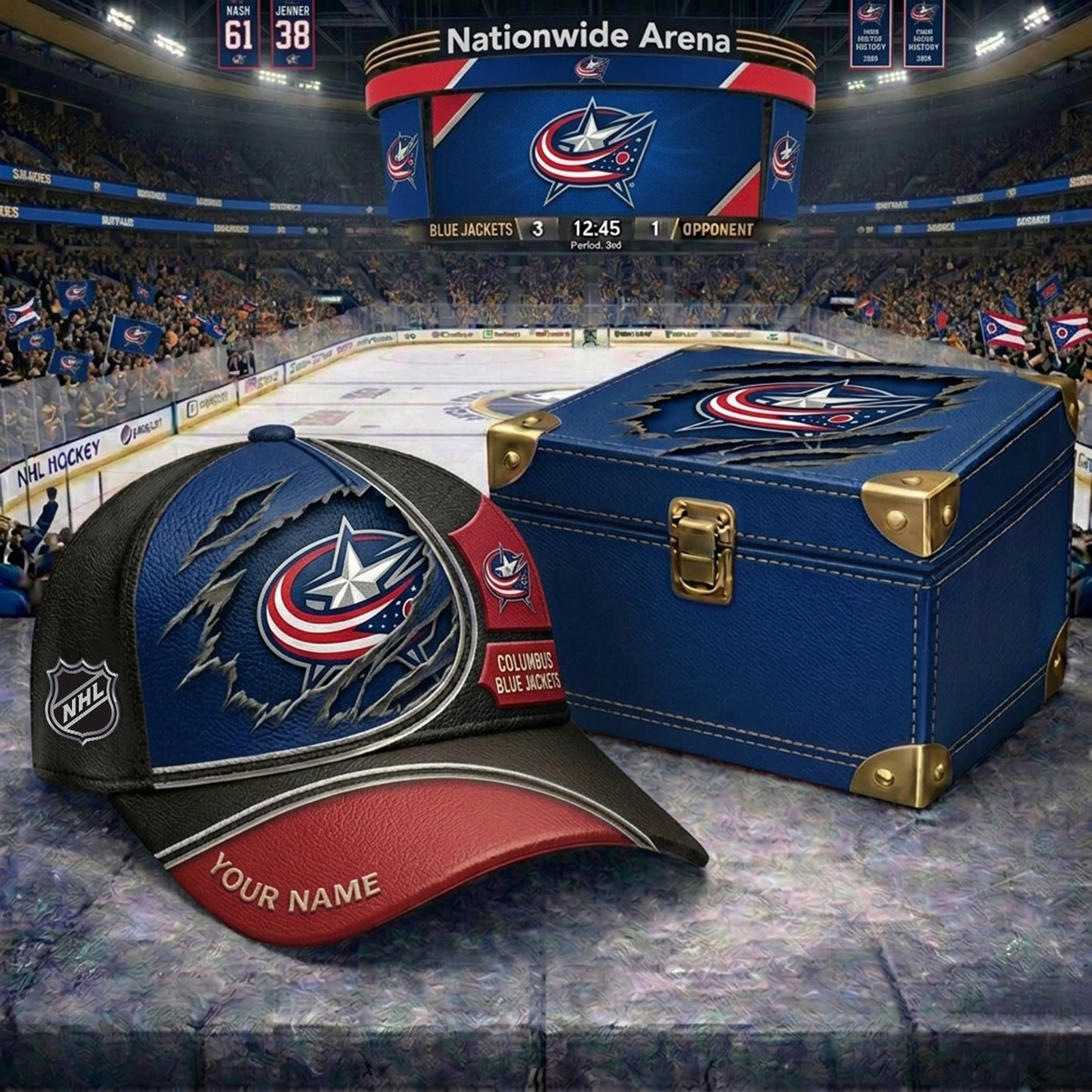 PREMIUM NHL X CBJ CRACK CUSTOM NAME HAT V300 NDT NHM 150526