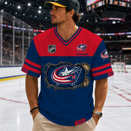 PREMIUM NHL X CBJ Streetwear V-neck Shirt Custom Gifts For Fan NDT NHM 290526