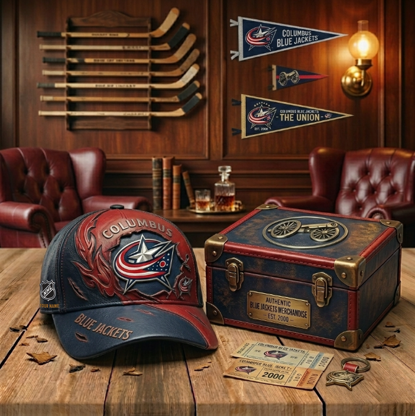 PREMIUM NHL X CBJ VINTAGE CUSTOME NAME HAT NDT VHM 180426