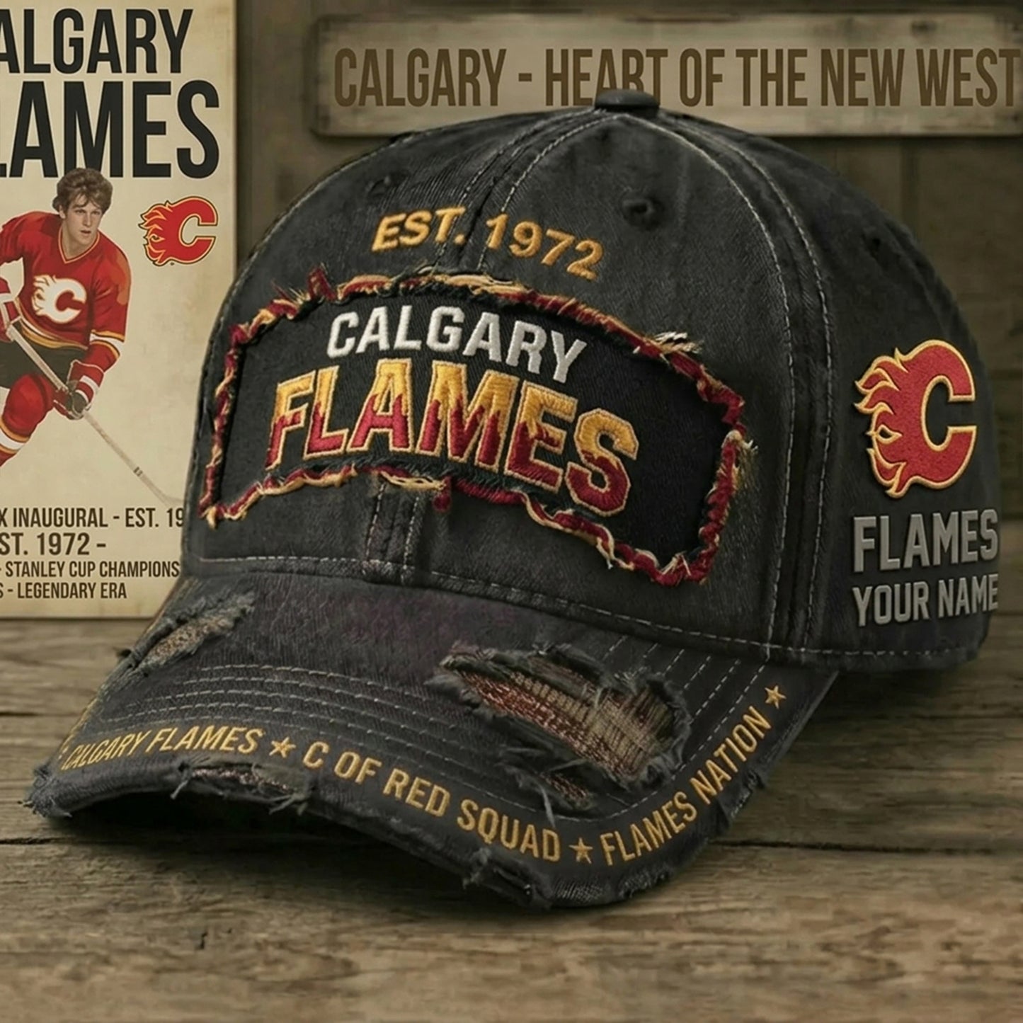 PREMIUM NHL X CF Denim Washed Custom Name HAT NDT NHM 050526