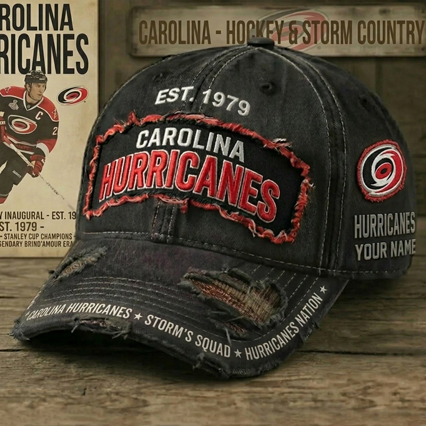 PREMIUM NHL X CH Denim Washed Custom Name HAT NDT NHM 050526