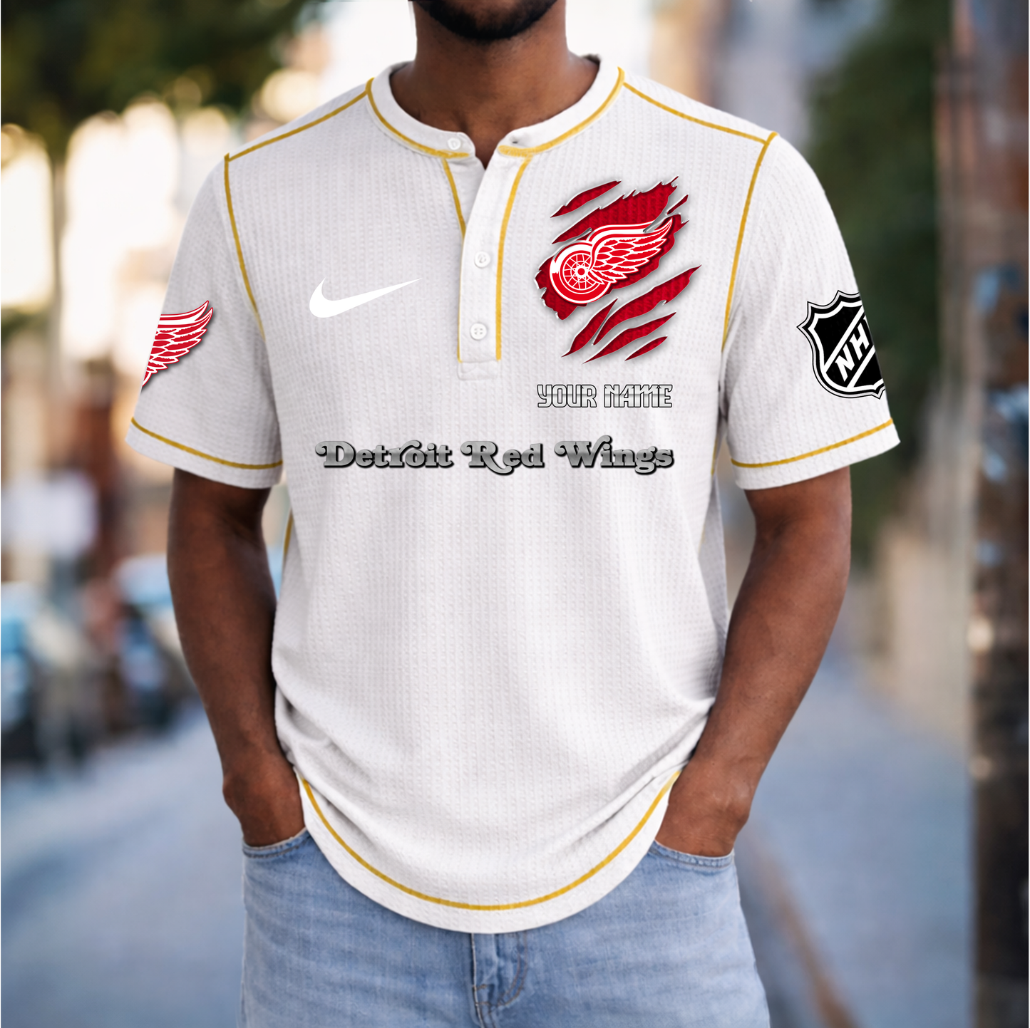 PREMIUM NHL X DRW Crew neck button Henry Shirt Limited Editions NDT VHM 20426