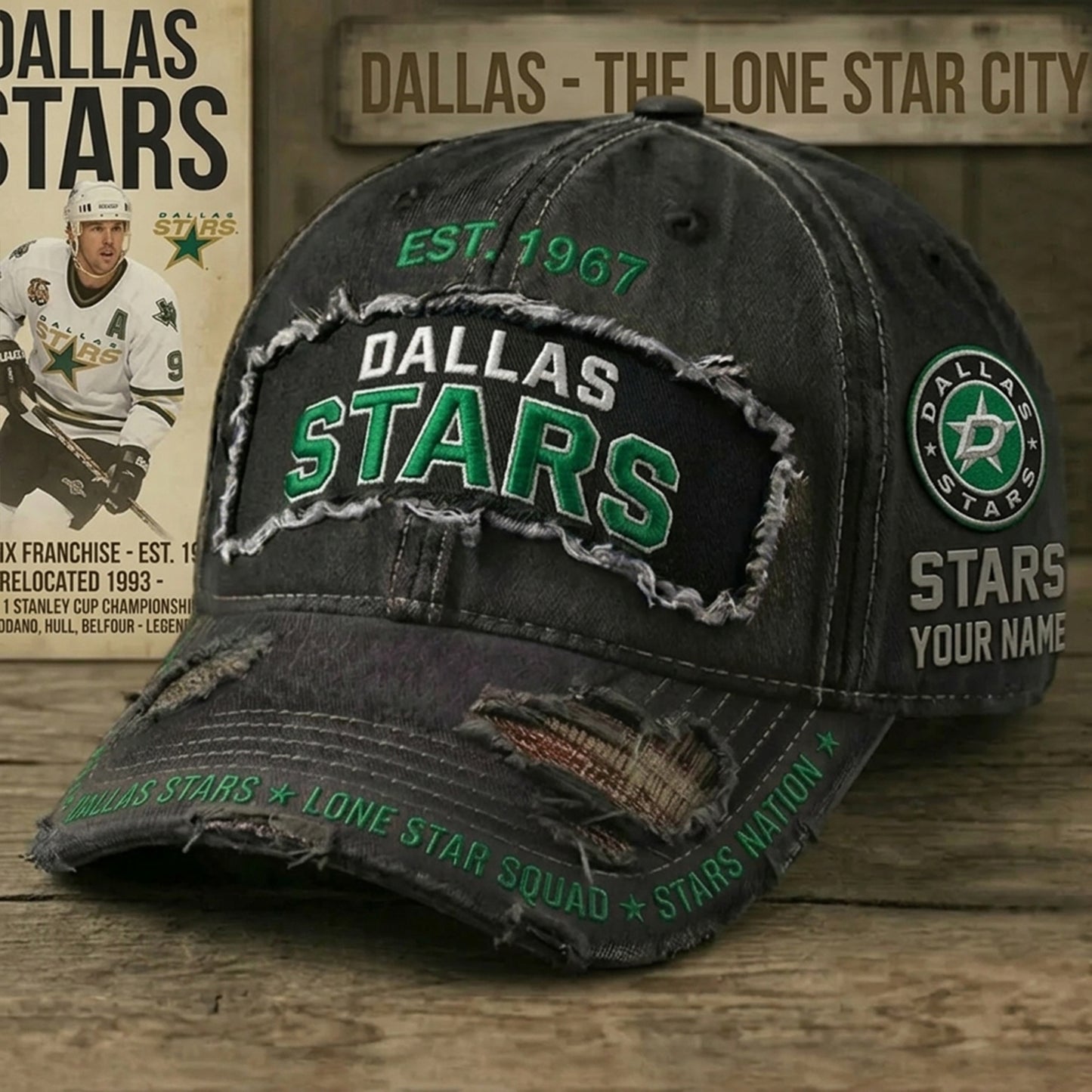 PREMIUM NHL X DS Denim Washed Custom Name HAT NDT NHM 050526