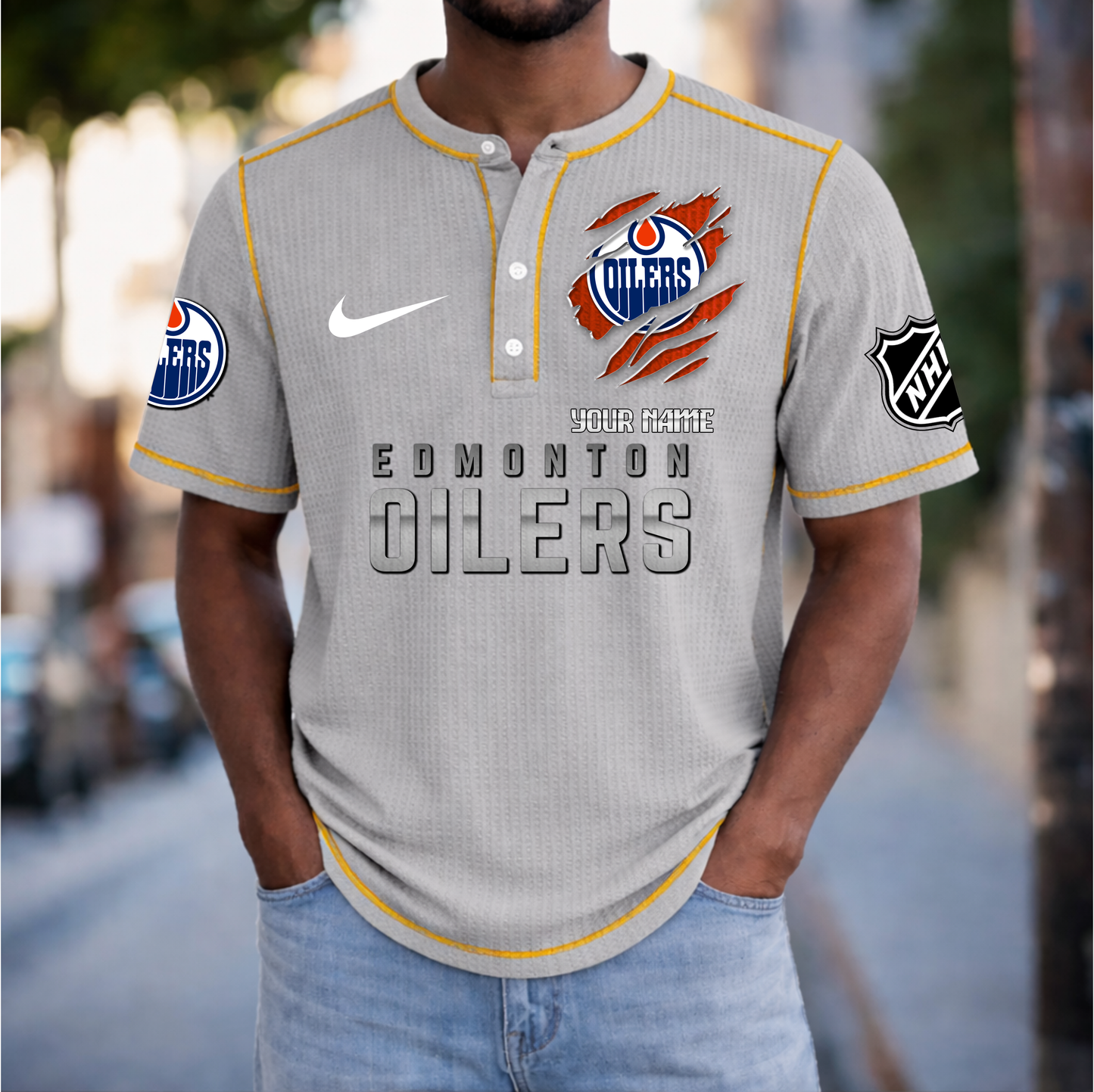 PREMIUM NHL X EO Crew neck button Henry Shirt Limited Editions NDT VHM 20426