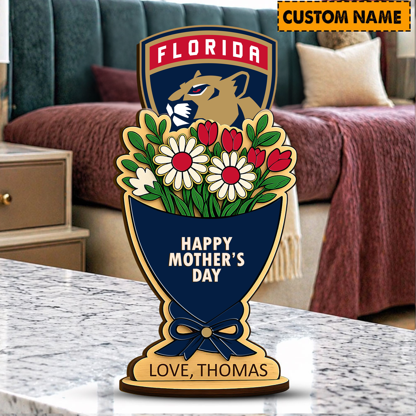 PREMIUM NHL X FP Custom Name Happy Mother's Day Wooden Plaque Gifts For Fan NDT VHM 170426