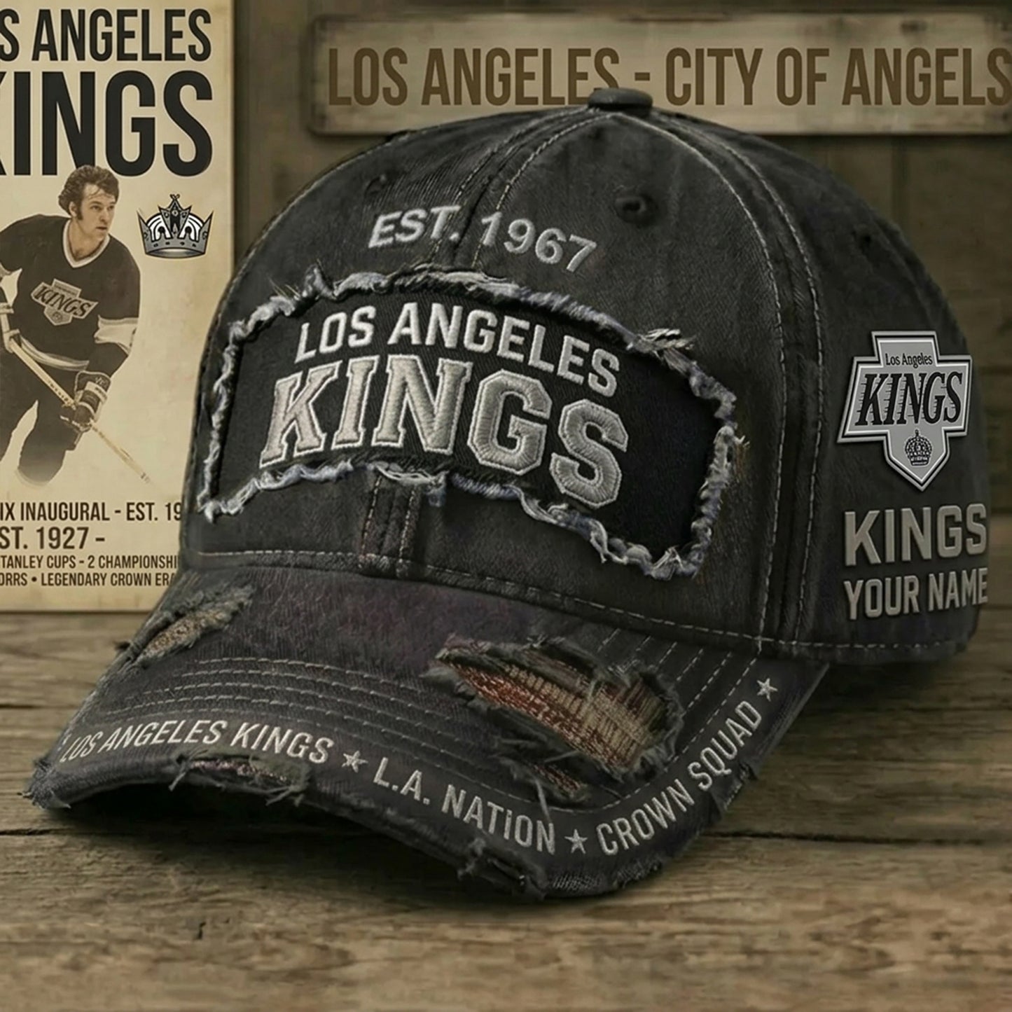 PREMIUM NHL X LAK Denim Washed Custom Name HAT NDT NHM 050526