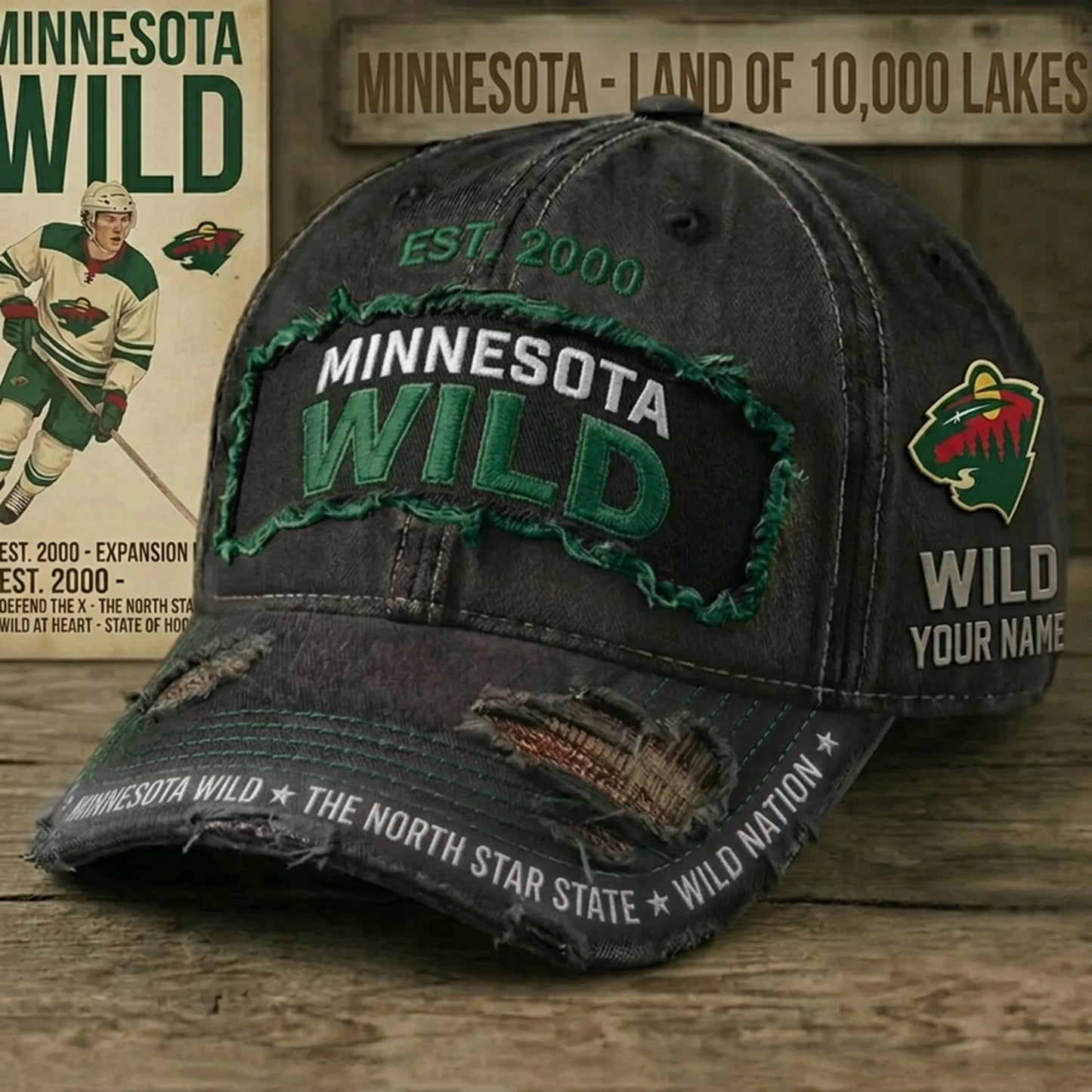 PREMIUM NHL X MW Denim Washed Custom Name HAT NDT NHM 050526