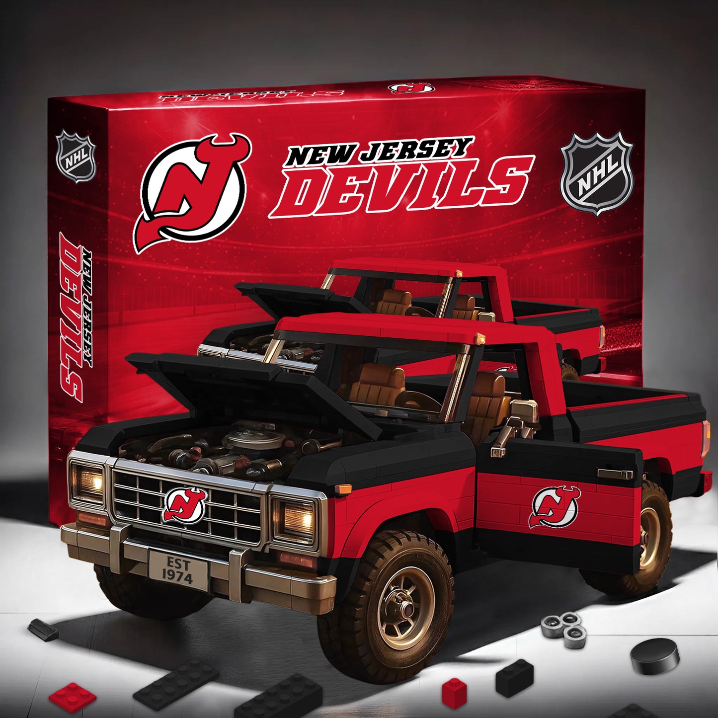 PREMIUM NHL X NJD Elite Craft Ford F150 3D Build Your Own Toy NDT NHM 180426