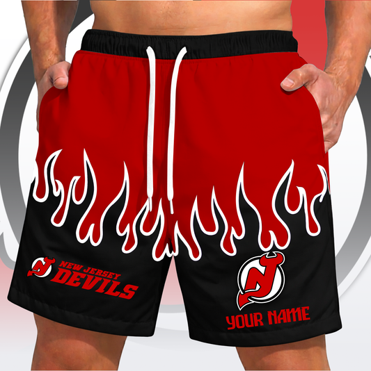 PREMIUM NHL X NJD Fire  Flame Short Pants Custom Name Limited Edition NDT VHM 200426