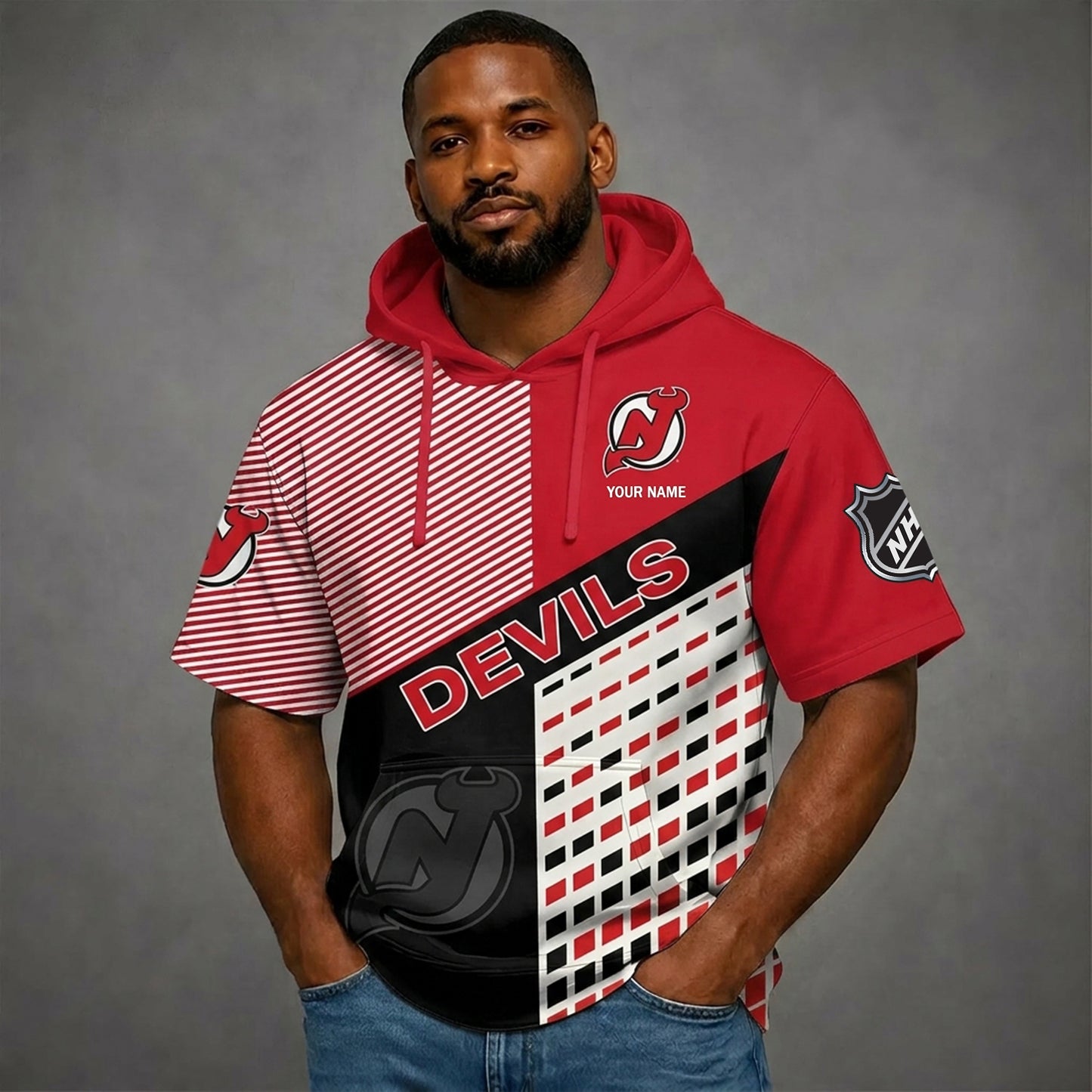 PREMIUM NHL X NJD Short Sleeve Hoodie SHIRT FOR SUMMER HOLIDAY V3 NDT NHM 180526