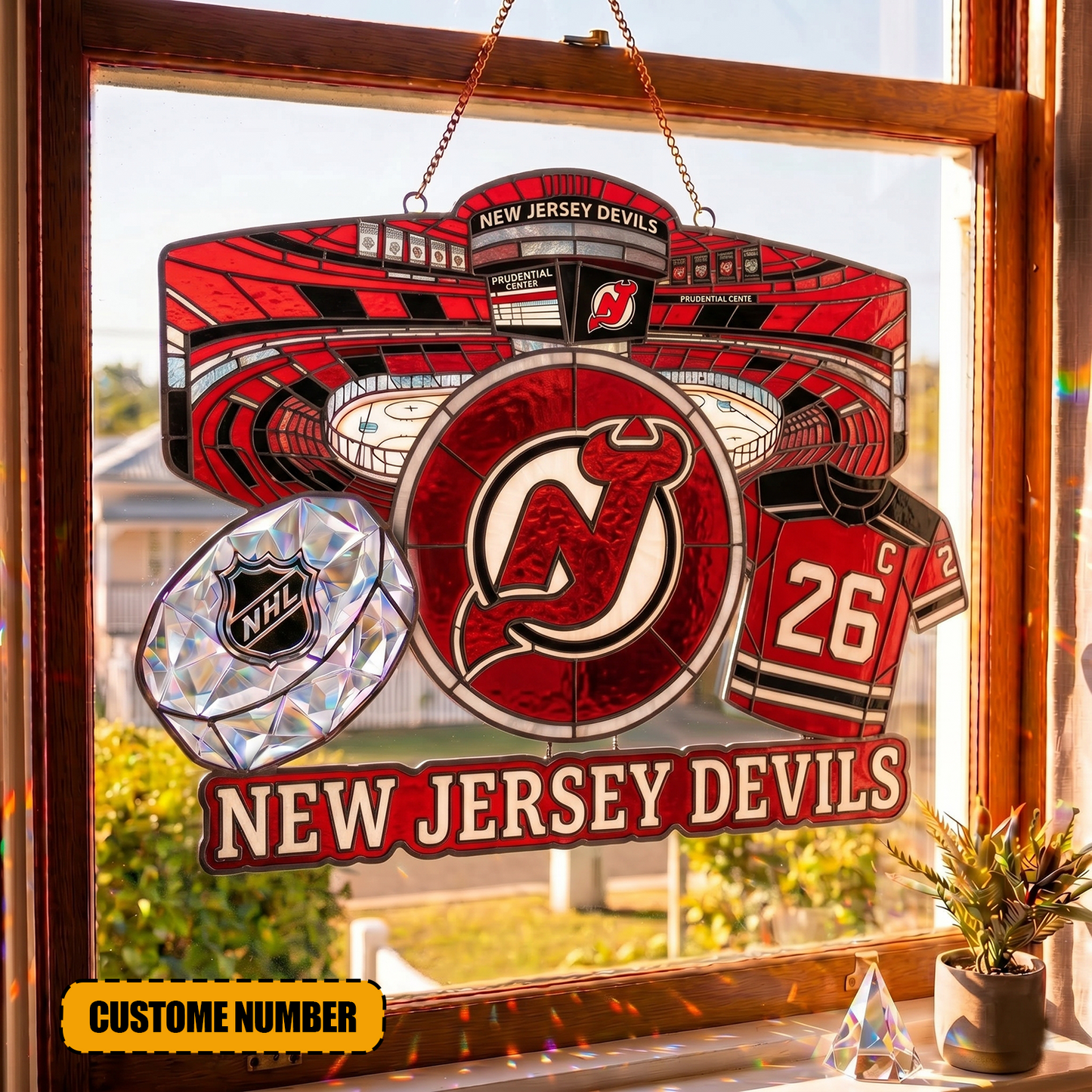 PREMIUM NHL  X NJD Suncatcher Custom  Name  Limited Edition NDT VHM 240426