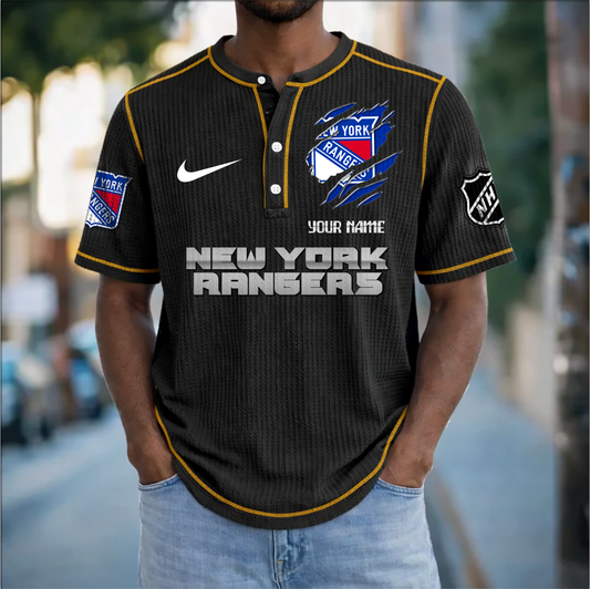 PREMIUM NHL X NYR Crew neck button Henry Shirt Limited Editions NDT VHM 20426