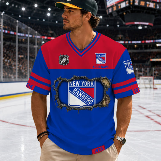 PREMIUM NHL X NYR Streetwear V-neck Shirt Custom Gifts For Fan NDT NHM 290526