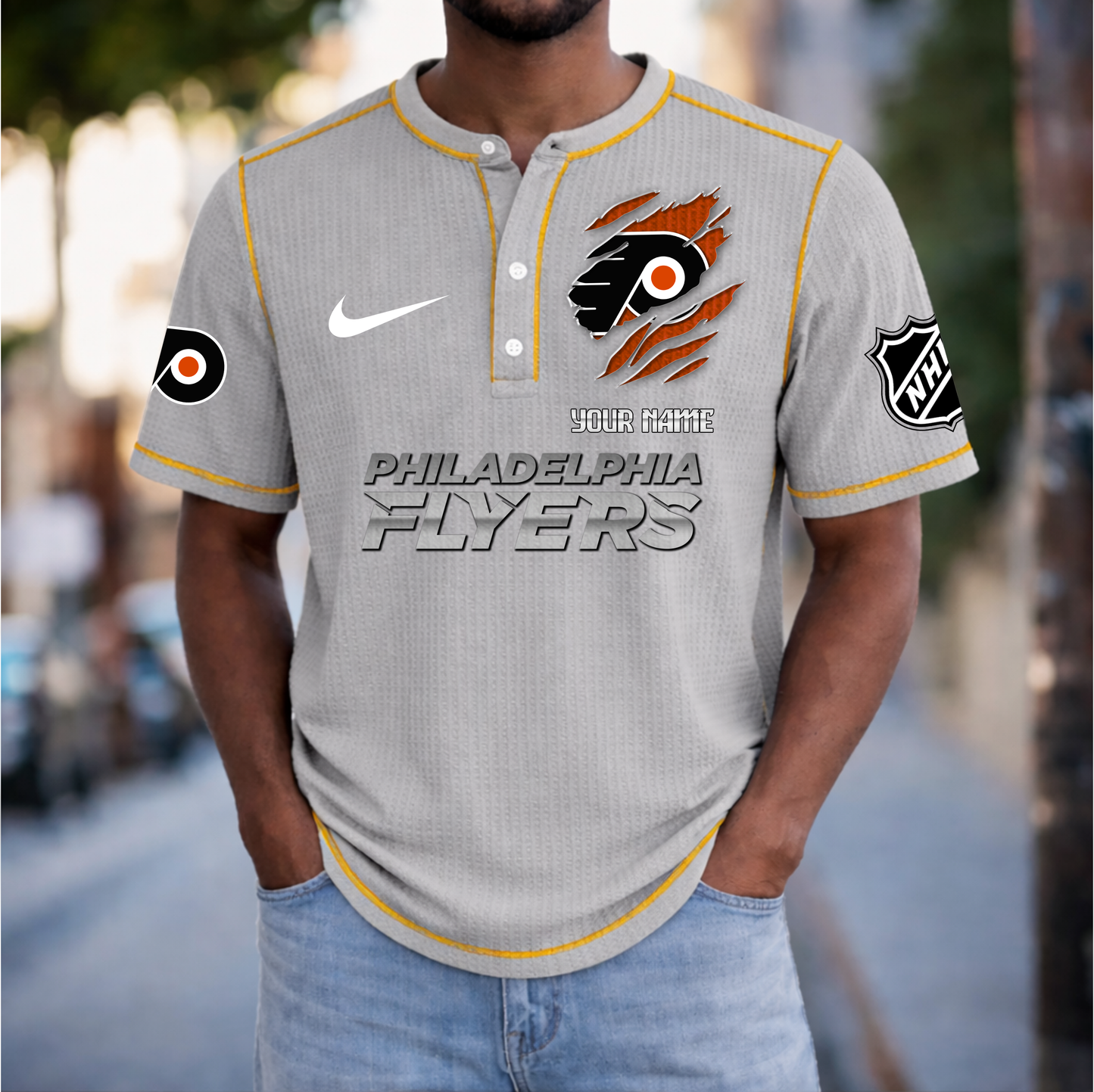 PREMIUM NHL X PF Crew neck button Henry Shirt Limited Editions NDT VHM 20426