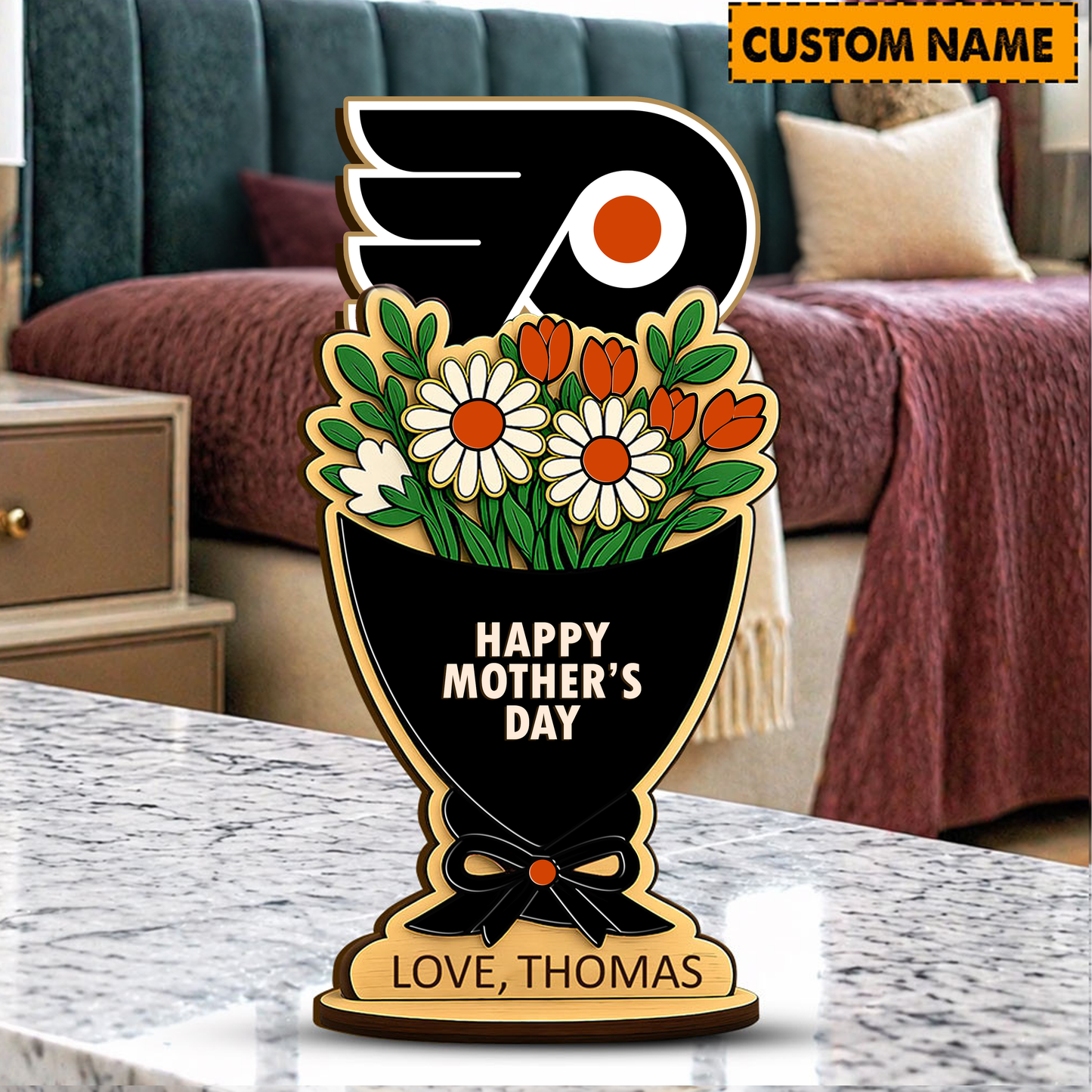 PREMIUM NHL X PF Custom Name Happy Mother's Day Wooden Plaque Gifts For Fan NDT VHM 170426