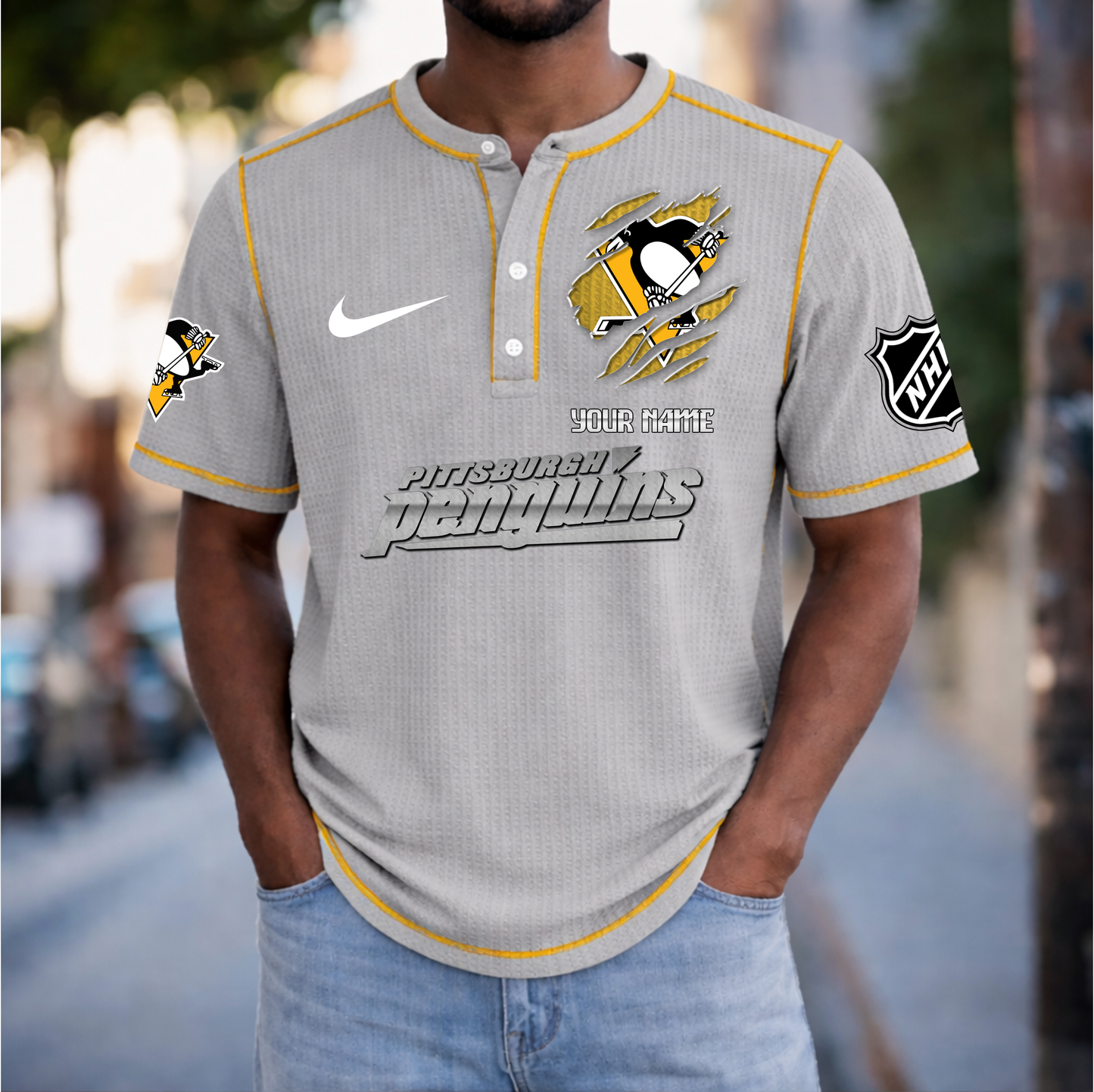 PREMIUM NHL X PP Crew neck button Henry Shirt Limited Editions NDT VHM 20426