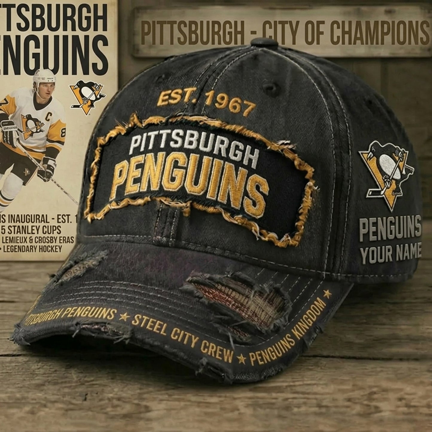 PREMIUM NHL X PP Denim Washed Custom Name HAT NDT NHM 050526