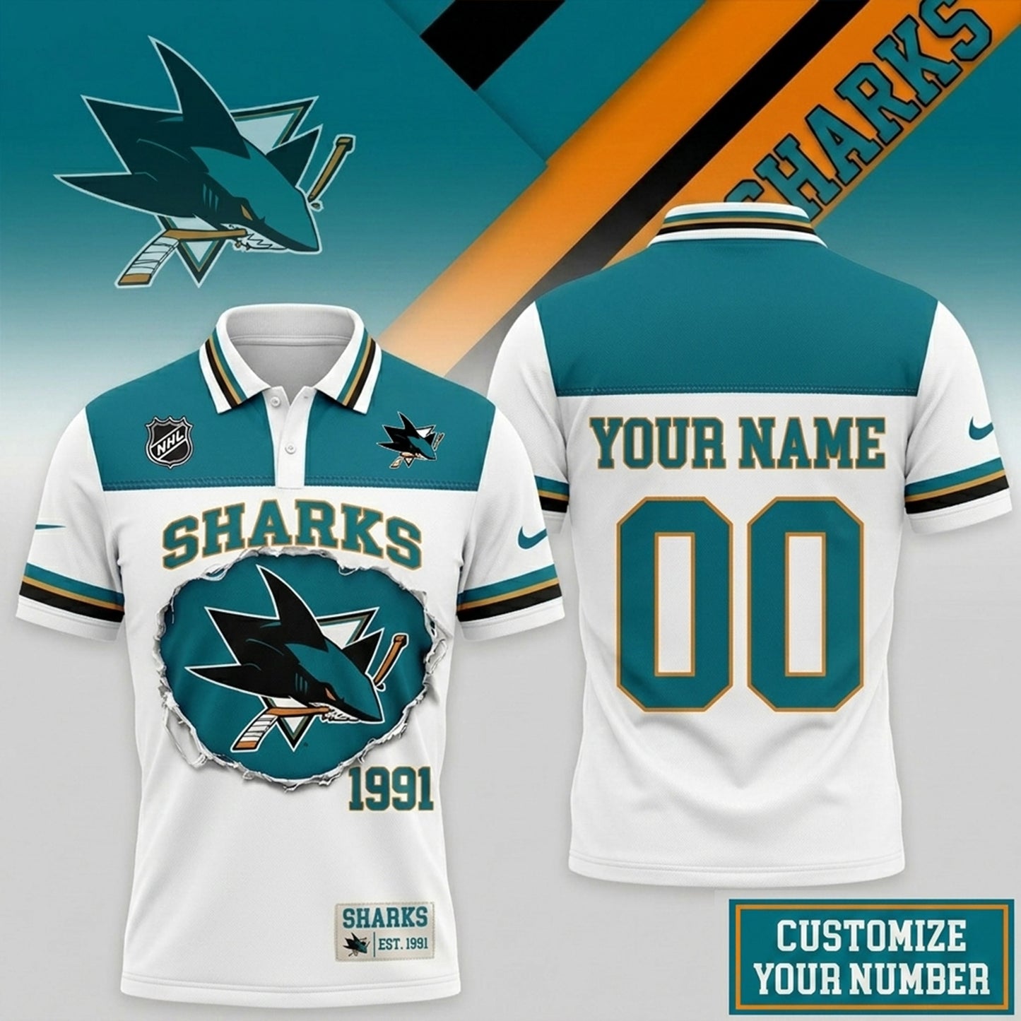 PREMIUM NHL X SJS CLASSIC POLO SHIRT LIMITED EDITIONS NDT NHM 010626