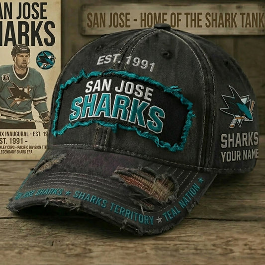 PREMIUM NHL X SJS Denim Washed Custom Name HAT NDT NHM 050526