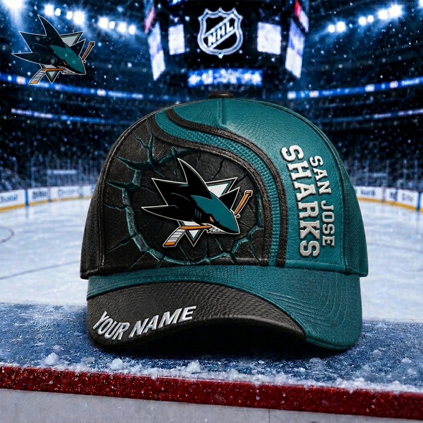 PREMIUM NHL X SJS Embroidered Hockey Custom Name HAT NDT NHM 250526