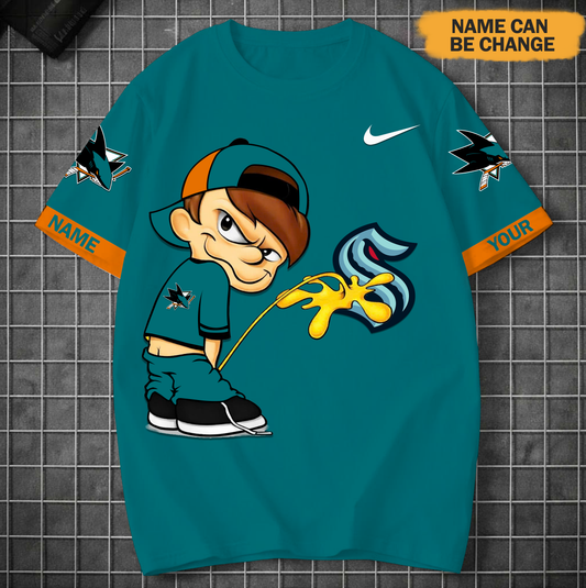 PREMIUM NHL X SJS Funny Peeing Boy New Tshirt Custom Name NDT VHM 160426