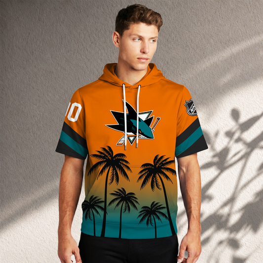 PREMIUM NHL X SJS Short Sleeve Hoodie T-Shirt FOR SUMMER HOLIDAY NDT VHM 160526