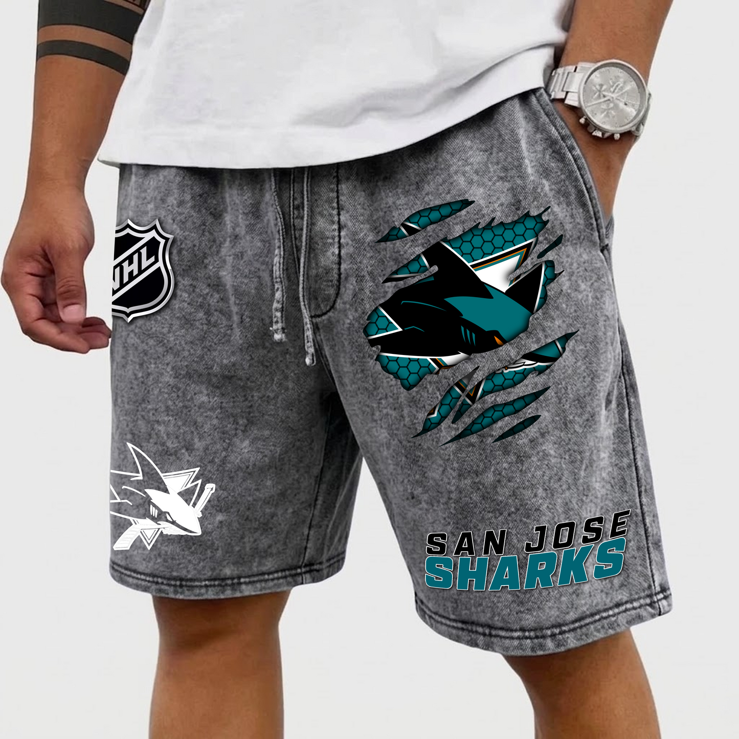 PREMIUM NHL X SJS WASH SHORTS FOR SUMMER HOLIDAY NDT VHM  070426