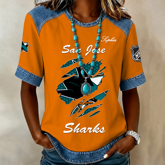 PREMIUM NHL X SJS Women Retro T Shirt Custom Name Limited Edition NDT VHM 190526