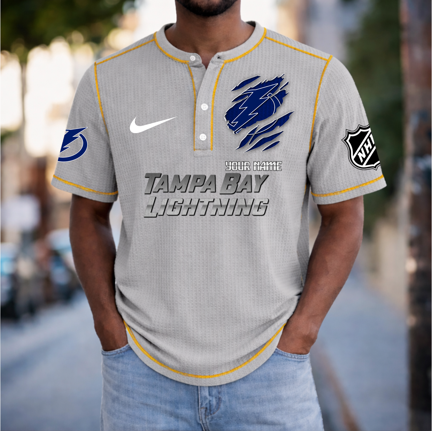 PREMIUM NHL X TBL Crew neck button Henry Shirt Limited Editions NDT VHM 20426
