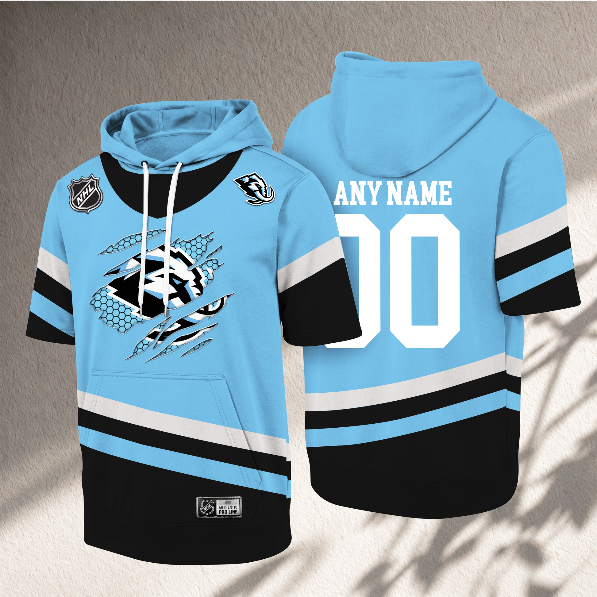 PREMIUM NHL X UM CRACK Short Sleeve Hoodie SHIRT NDT VHM 150526
