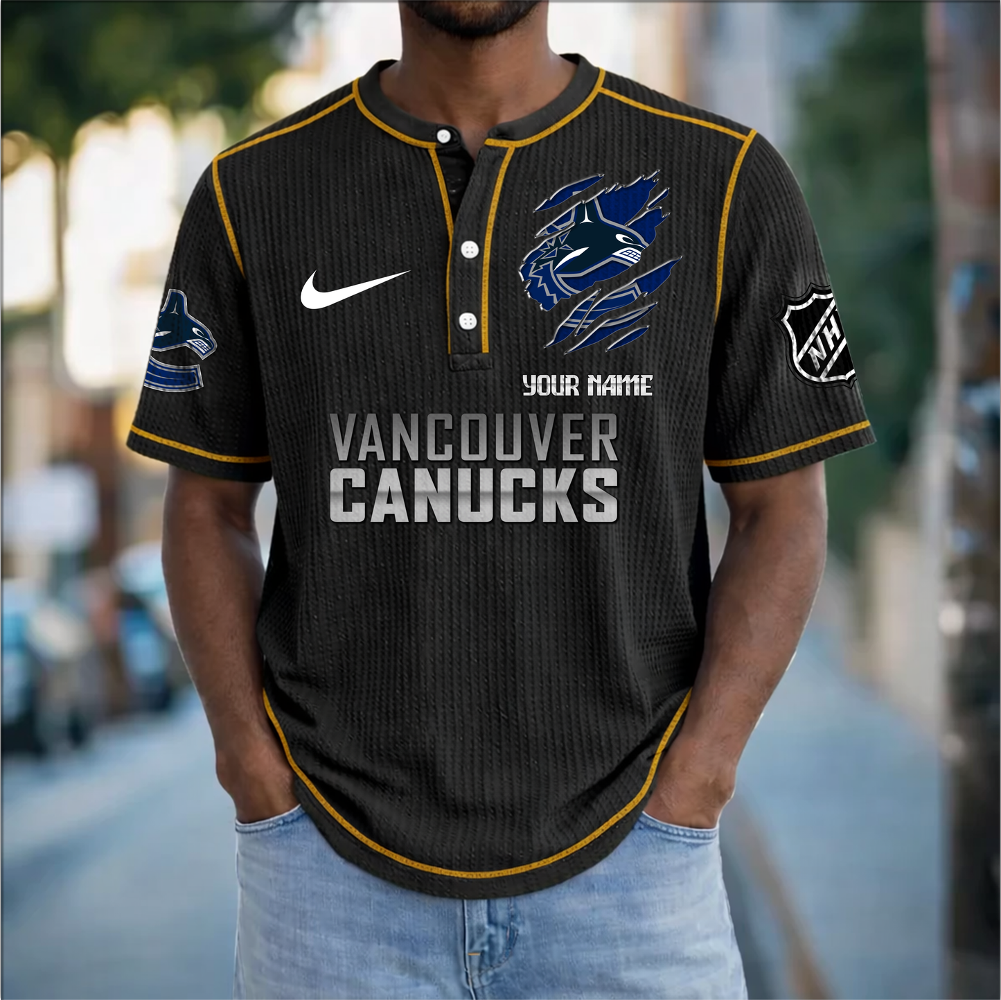 PREMIUM NHL X VC Crew neck button Henry Shirt Limited Editions NDT VHM 20426