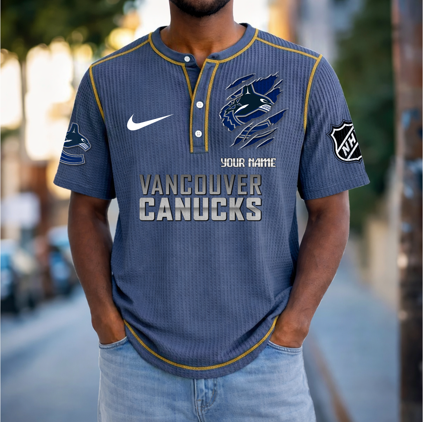 PREMIUM NHL X VC Crew neck button Henry Shirt Limited Editions NDT VHM 20426
