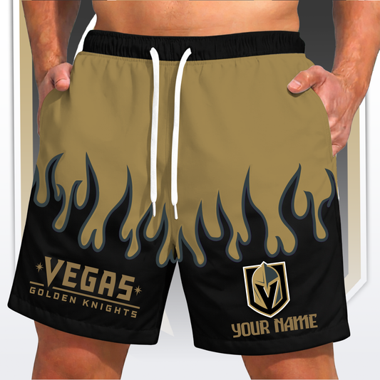 PREMIUM NHL X VGK Fire  Flame Short Pants Custom Name Limited Edition NDT VHM 200426