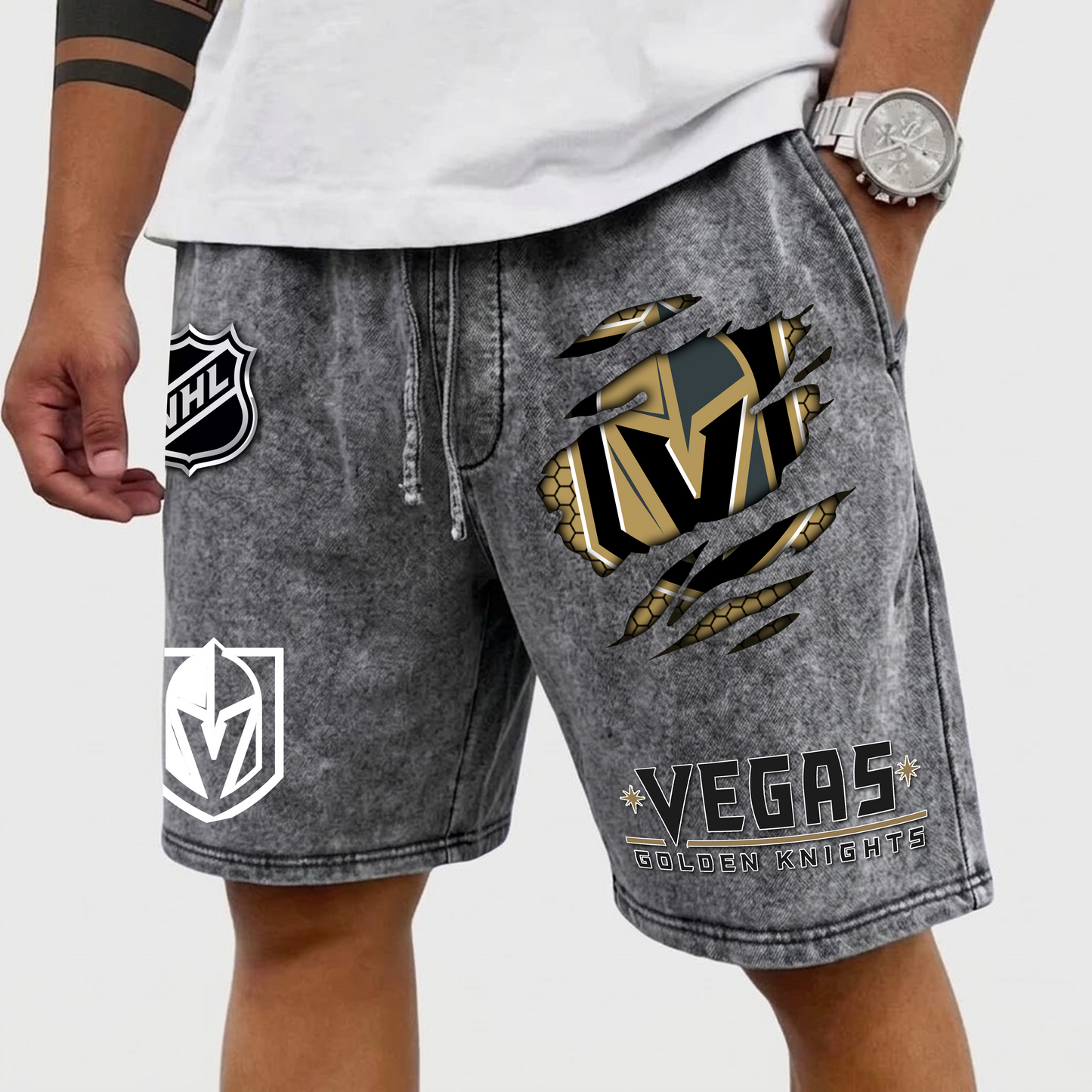 PREMIUM NHL X VGK WASH SHORTS FOR SUMMER HOLIDAY NDT VHM  070426