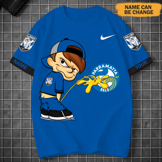 PREMIUM NRL X CBB Funny Peeing Boy New Tshirt Custom Name NDT VHM 160426