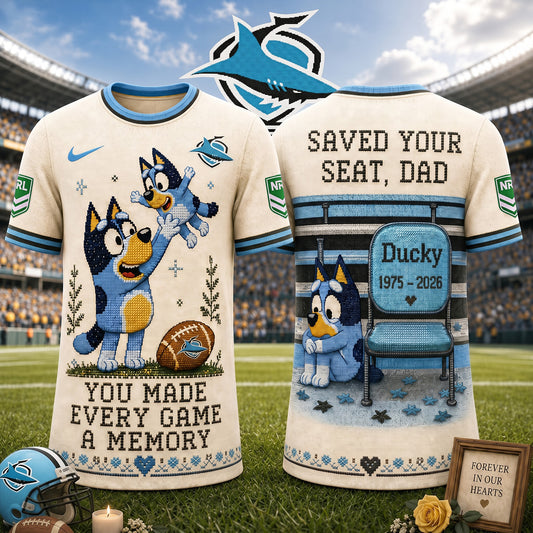PREMIUM NRL X CSS Custom 3D BLUEY Faux-Stitch Dad Memorial Shirt NDT NTN 220526