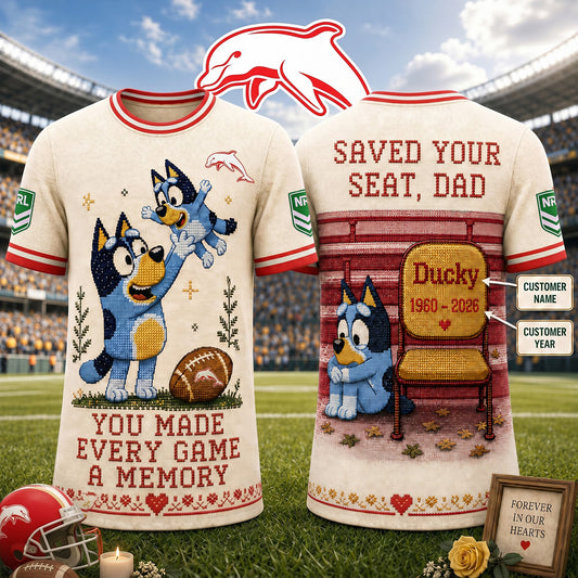 PREMIUM NRL X DOL Custom 3D BLUEY Faux-Stitch Dad Memorial Shirt NDT NTN 220526