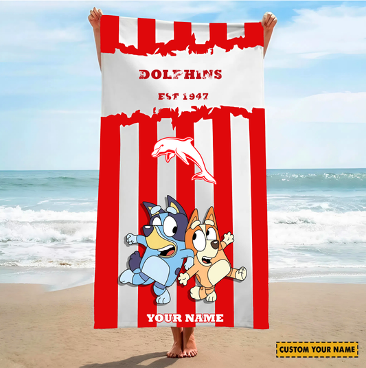 PREMIUM NRL X DOL BLUEY&BINGO  Beach Towel Personalized NDT VHM 280326